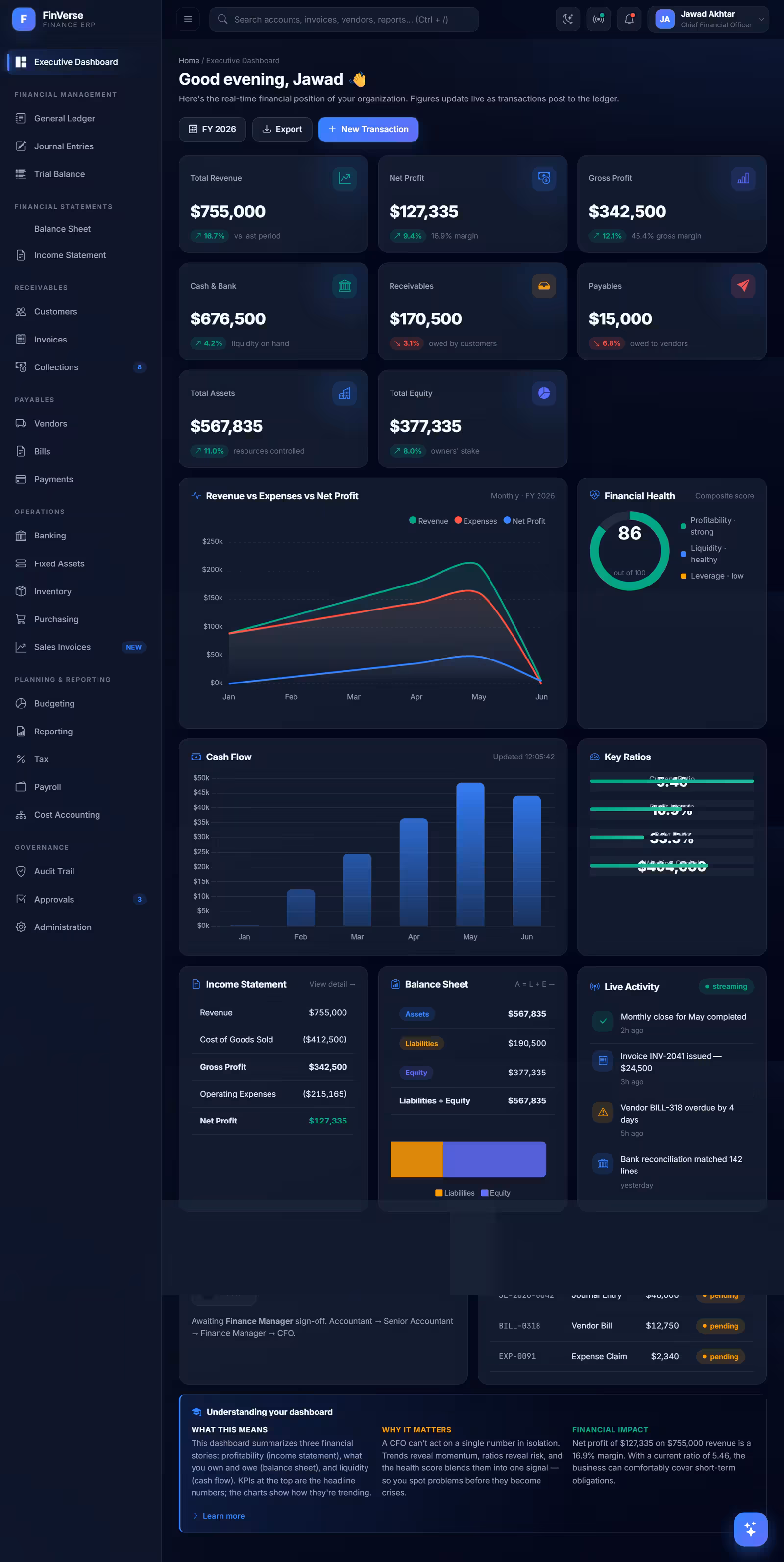 FitNova — Finance ERP