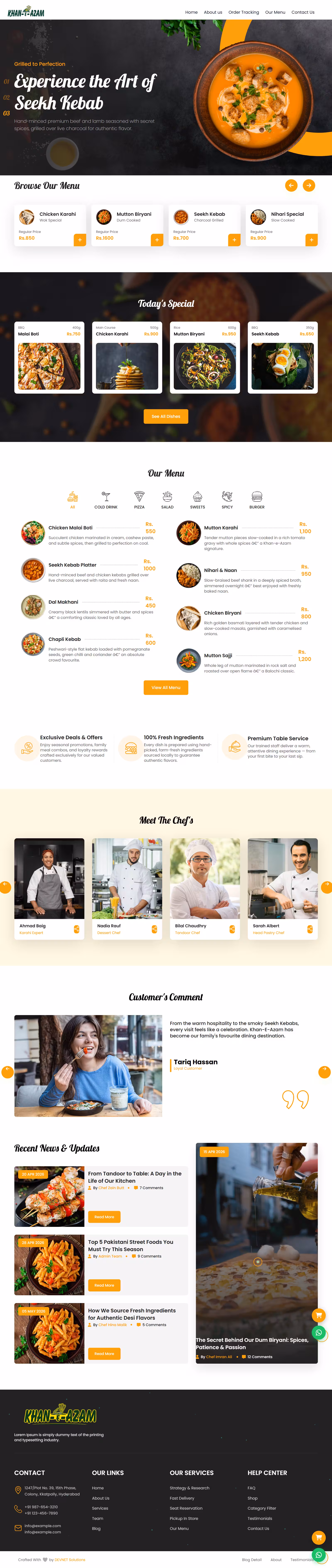 Khan E Azam — Restaurant Website