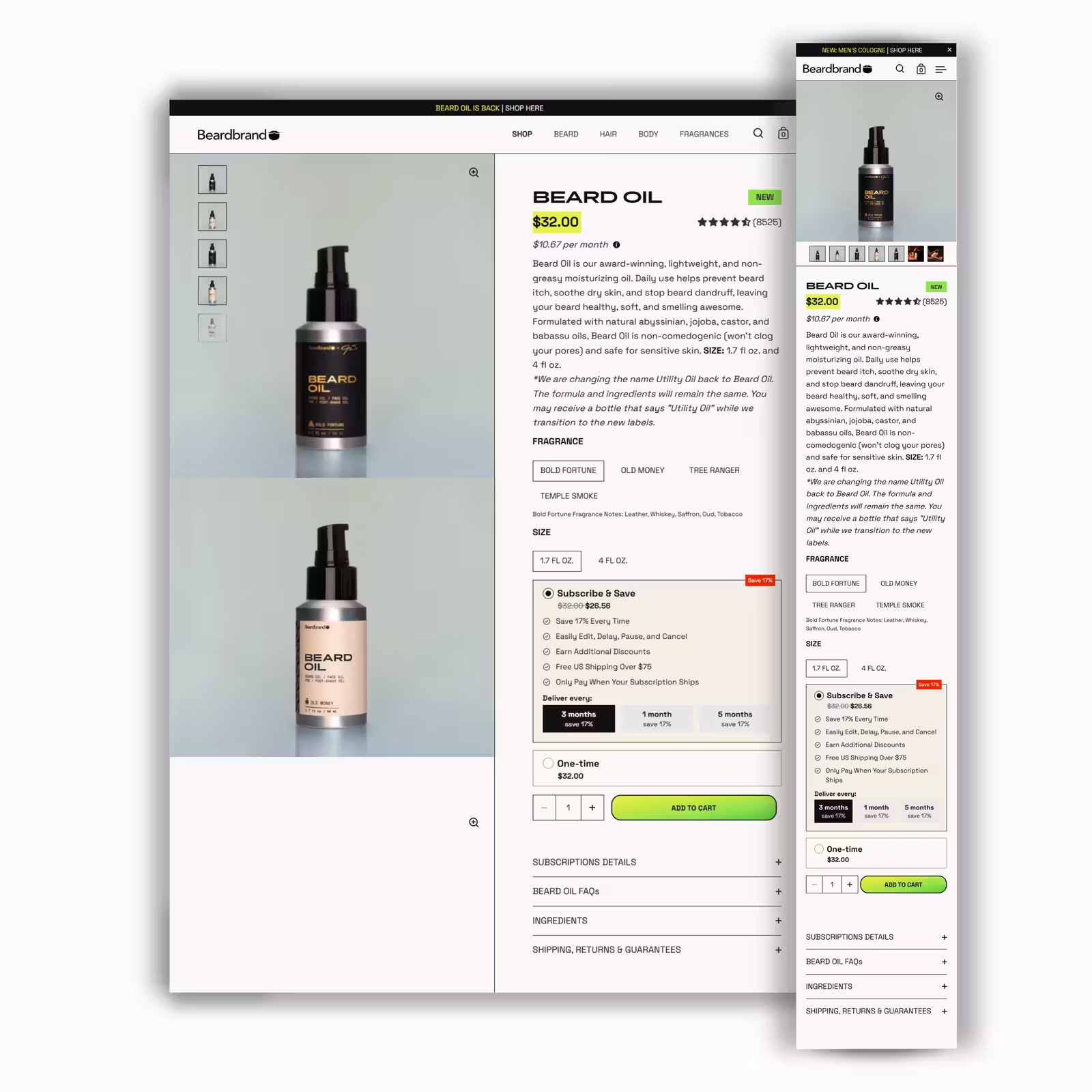 Subscription PDP — Beard Oil